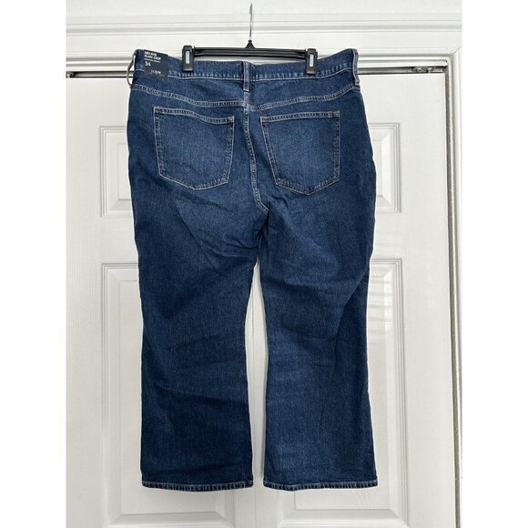 J. Crew Mid Rise Flare Crop Button Fly Dark Wash Signature Stretch Jeans Sz 34 - Picture 4 of 13